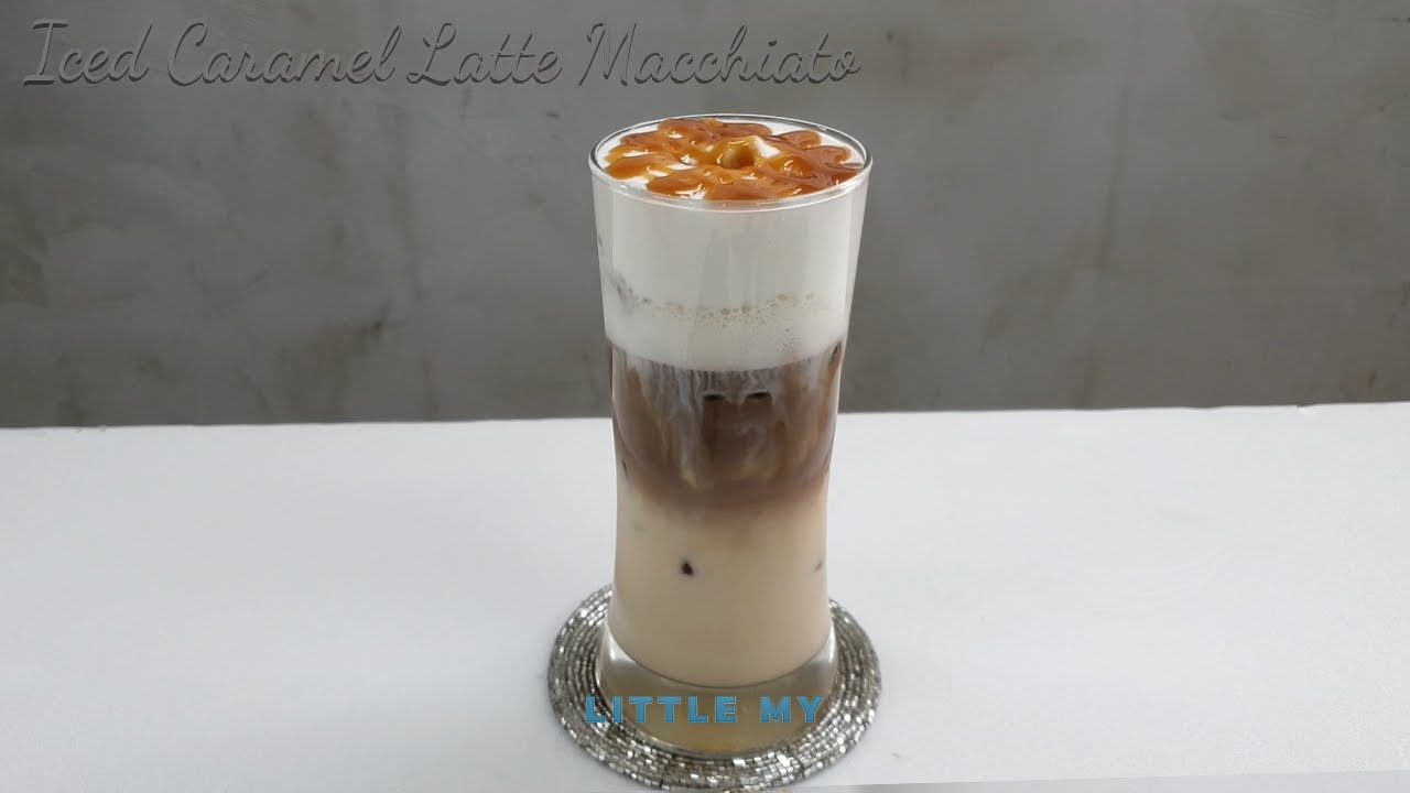 Tasty Iced Caramel Latte Macchiato made from instant coffee