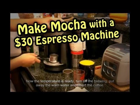 Make cheap Mocha with a $30 Espresso Coffee Machine ECM250 – 用便宜咖啡機做摩卡
