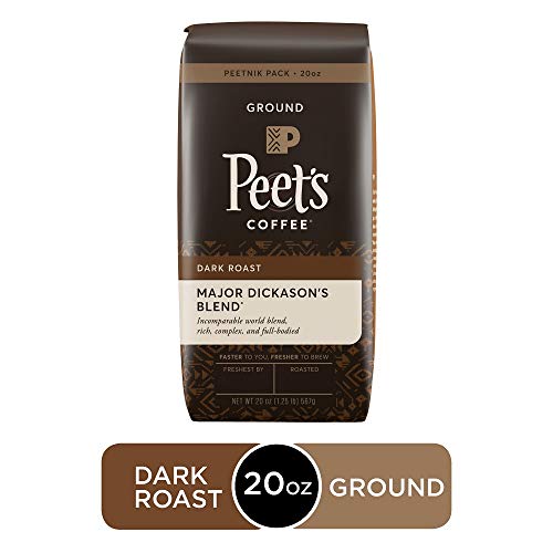 Peet’s Coffee Major Dickason’s Blend, Dark Roast Ground Coffee, 20 Ounce Peetnik