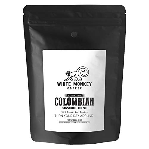 White Monkey 5LB Gourmet Bulk Coffee House Blend | Colombian Peruvian Beans |