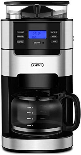 10-Cup Drip Coffee Maker, Grind and Brew Automatic Coffee Machine with Built-In Burr …