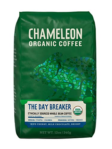Chameleon The Day Breaker, USDA Organic Arabica Whole Bean Coffee, Light Roast,
