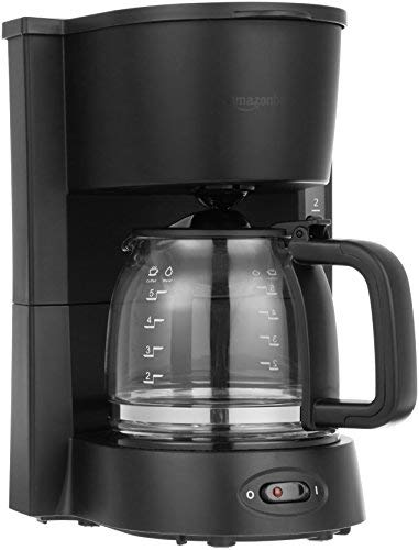 AmazonBasics 5 Cup Coffee Maker with Glass Carafe – Black