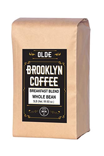 BREAKFAST BLEND American Roast Whole Bean Coffee, 5 Lb. Bag By Olde Brooklyn