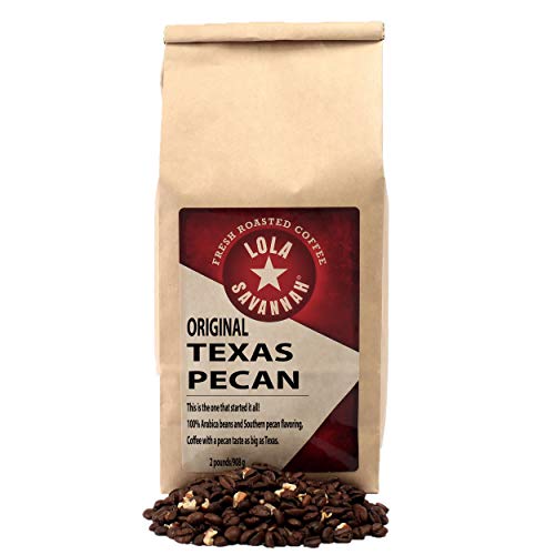 Lola Savannah Texas Pecan Whole Bean Coffee – Arabica Beans Combined with Real