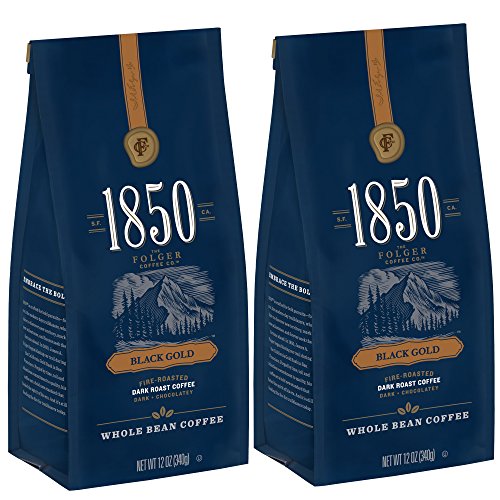 1850 by Folgers Coffee, Black Gold Dark Roast Whole Bean Coffee, 12 Ounces, 2