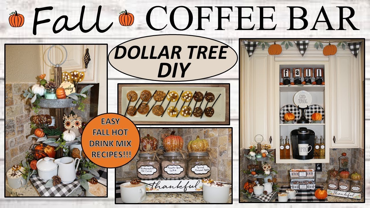 FALL COFFEE BAR (2019) | Dollar Tree DIY | FARMHOUSE Decor| Fall Drink Recipes