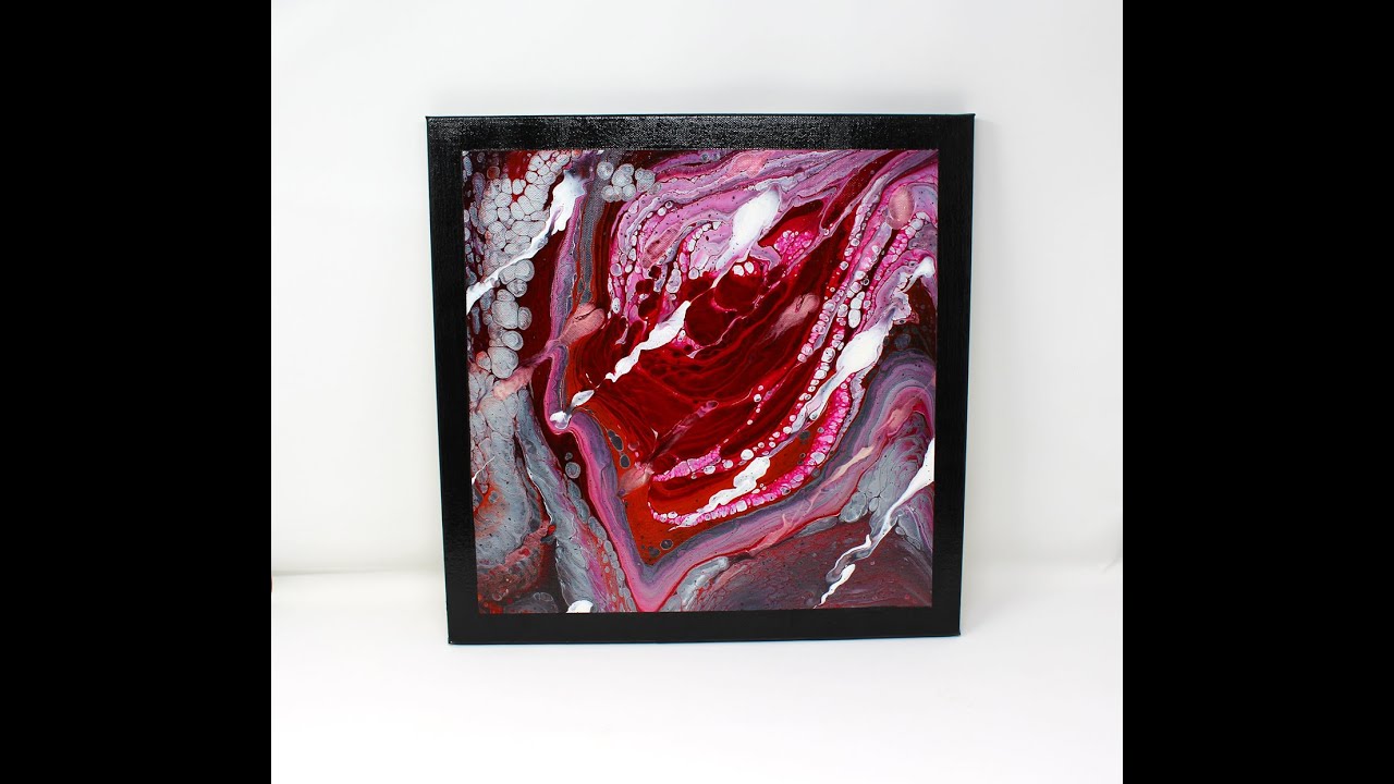 (245) "Dark Horse" Beautiful Acrylic Pour Painting with Dried Results at th…