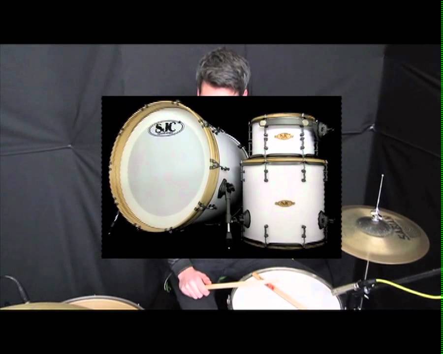 SJC Custom Drum Kit Flat White w/ Cast Iron Hw – Wormy Maple inlays – Sound Attak