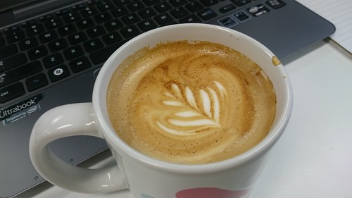 Manager bought us coffee – Strong caffe latte from Lemon, Middle and Orange, Collingwood