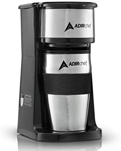 AdirChef Grab N’ Go Personal Coffee Maker with 15 oz. Travel Mug – Single Serve Coffe…