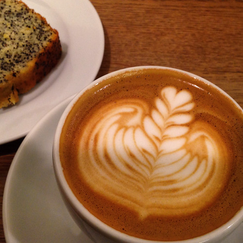 Flat white and poppy seed cake
