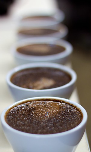 Cupping coffee