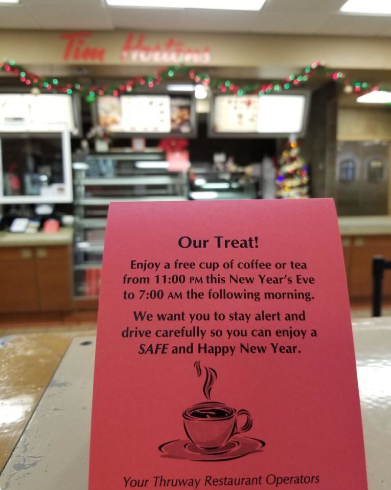 Thruway Authority offering motorists free coffee, tea overnight on New Year’s Eve – N…