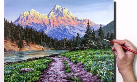 Time-lapse  Acrylic Painting – Mountain Alpenglow – Correa Art