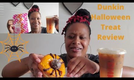 Dunkin Peanut Butter Cup Macchiato & Spider Donut| Halloween Treat Review #Dunkin…