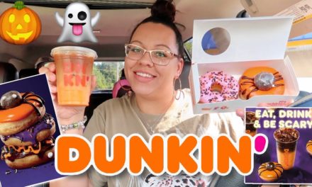Trying Dunkin Donuts New Peanut Butter Cup Macchiato And Spider Donut | Halloween Men…