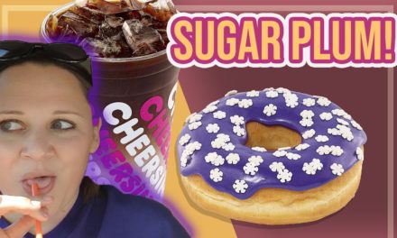 Trying the NEW DUNKIN Sugar Plum Macchiato and Frosted Snowflake Donut