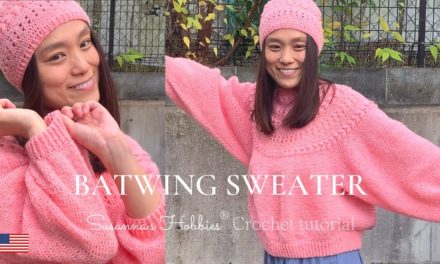 #Crochet tutorial : Batwing #sweater round yoke with pink mohair E/4