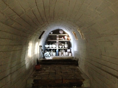 Slow progress in loading the kiln. 3 shelves = time for a coffee break #fb