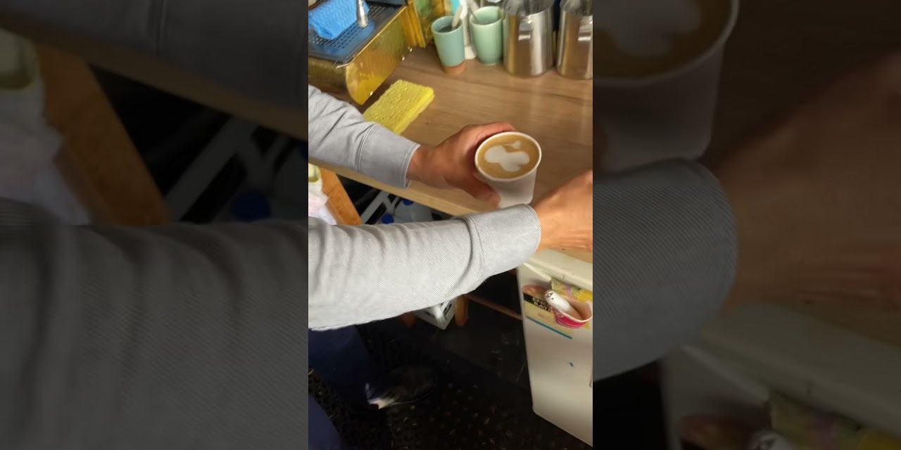 Bunny Rabbit & Love Heart latte art on oat milk flat white – 26 Nov 2021
