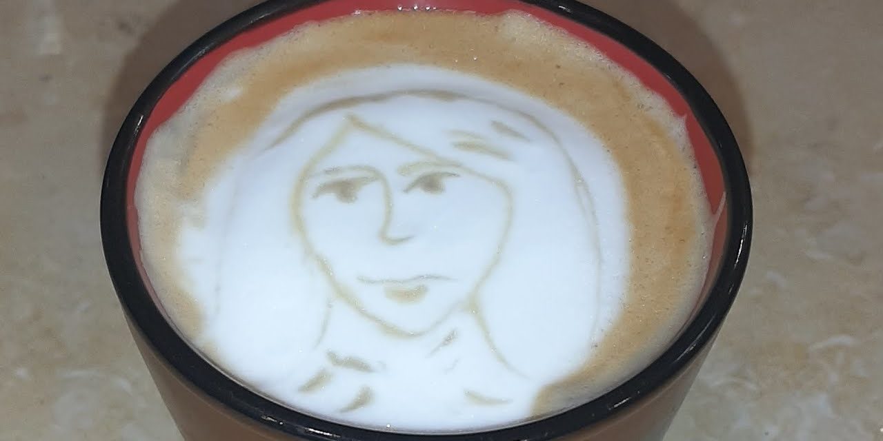 cafe latte art face short 👻👽😍 #shorts #coffeelover #youtubeshorts