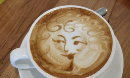 Isaac said this caffe latte art looks like grandma